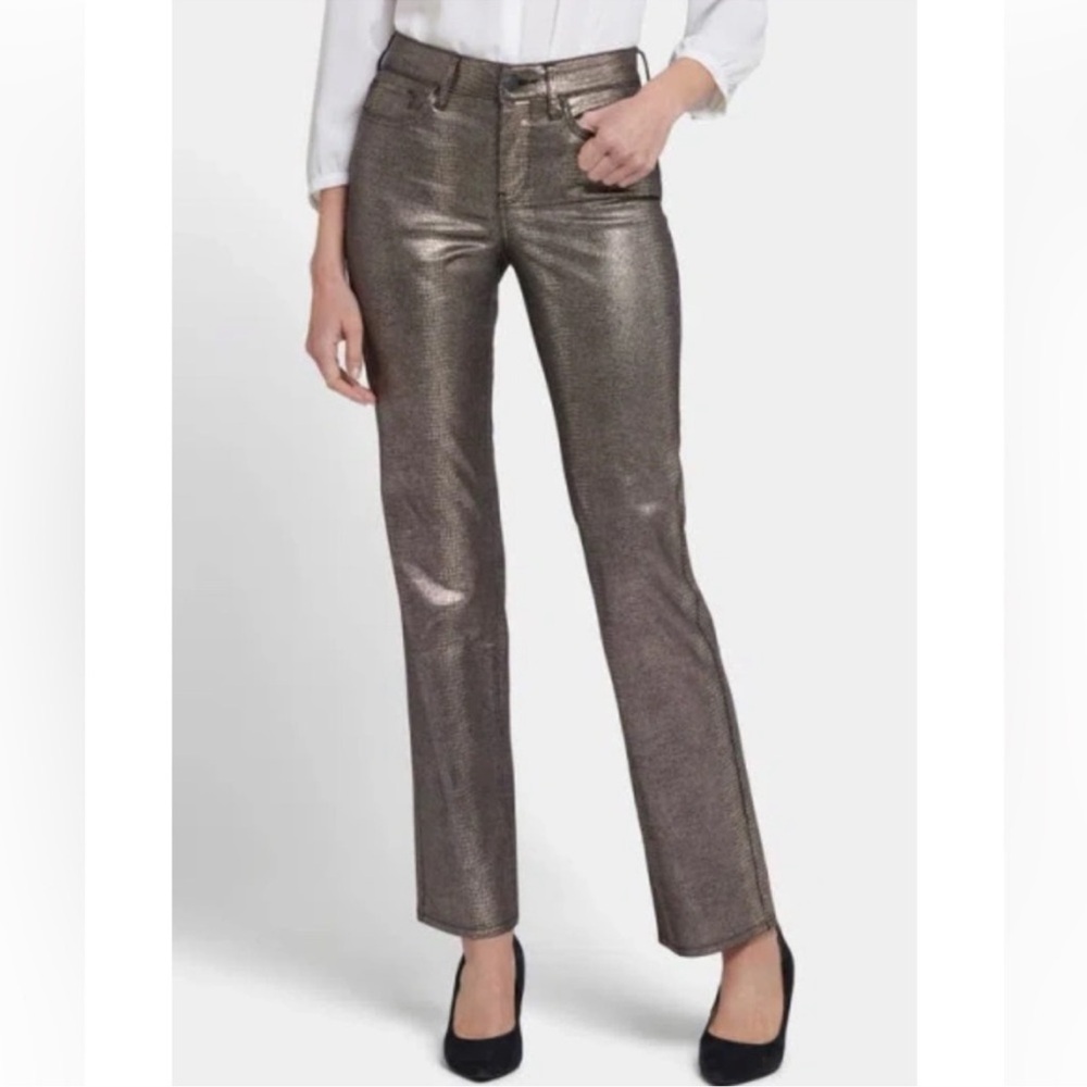 Women’s NYDJ Copper Coated Snake Marilyn Straight Jeans size 6